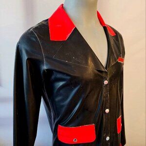 Latex raincoat Unisex Black Size medium Thickness 0.35mm NEW still Powdered